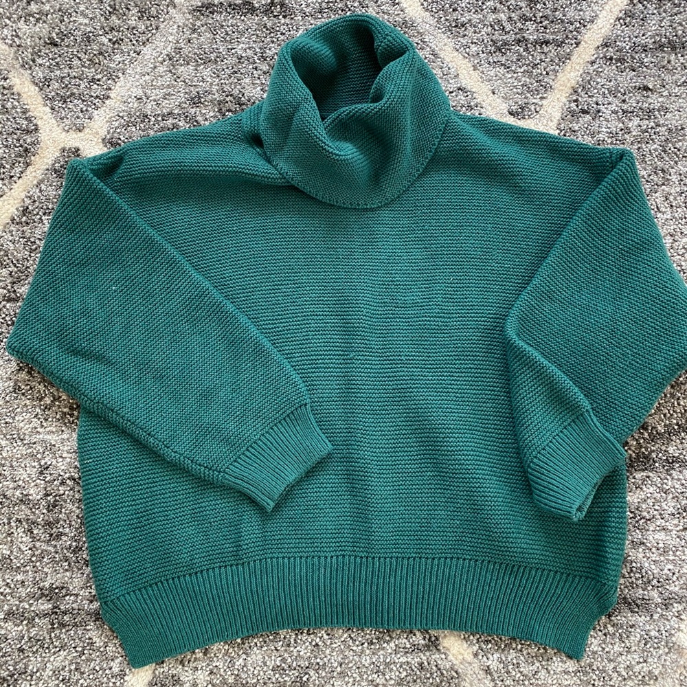 Emerald Green Relaxed Crop Sweater - Medium